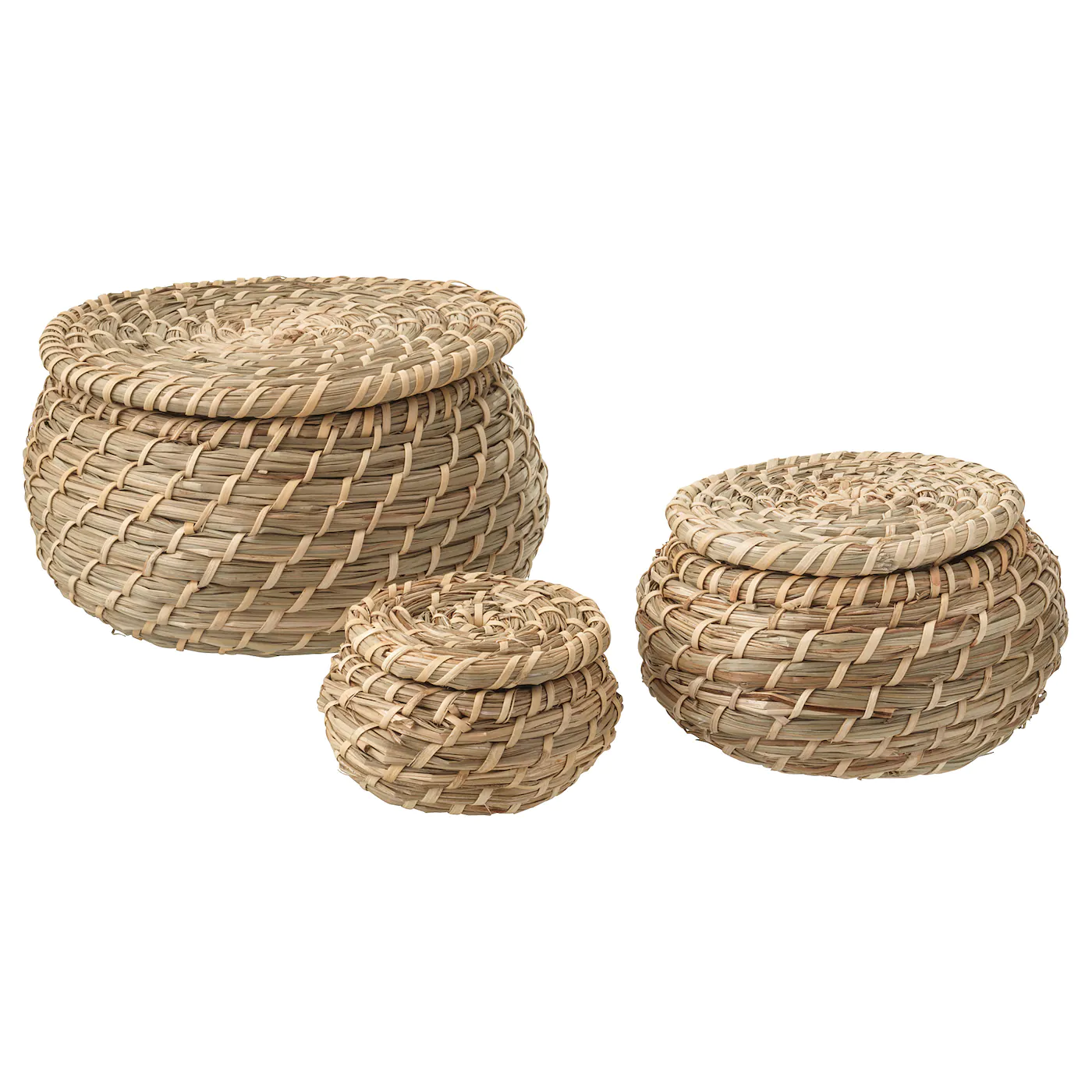 IKEA FRYKEN Box With Lid, Set Of 3 Seagrass