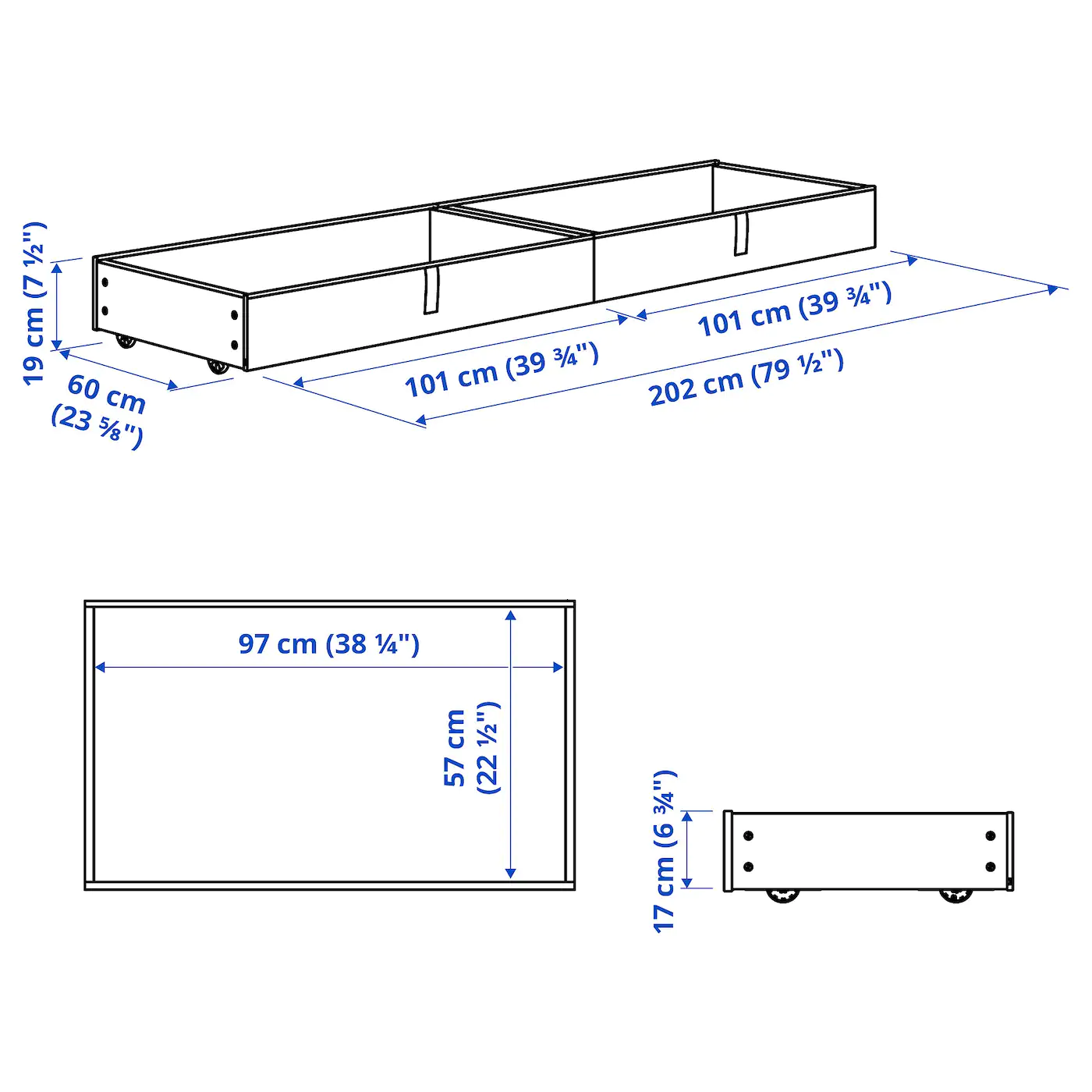 IKEA GLADSTAD Upholstered Bed Storage Box Kabusa Light Gray Queen/King - Image 3