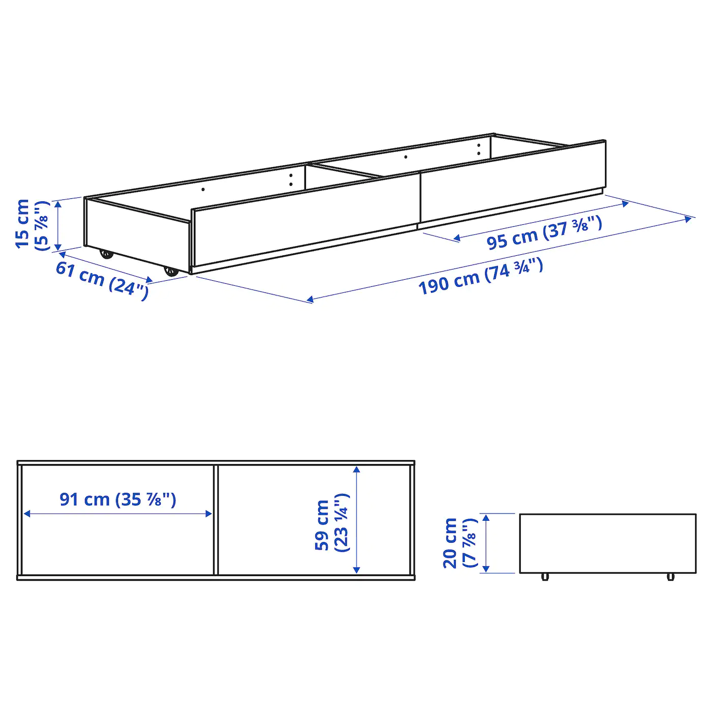 IKEA HAUGA Upholstered Bed Storage Box Lofallet Beige Full/Double/Twin/Single - Image 3
