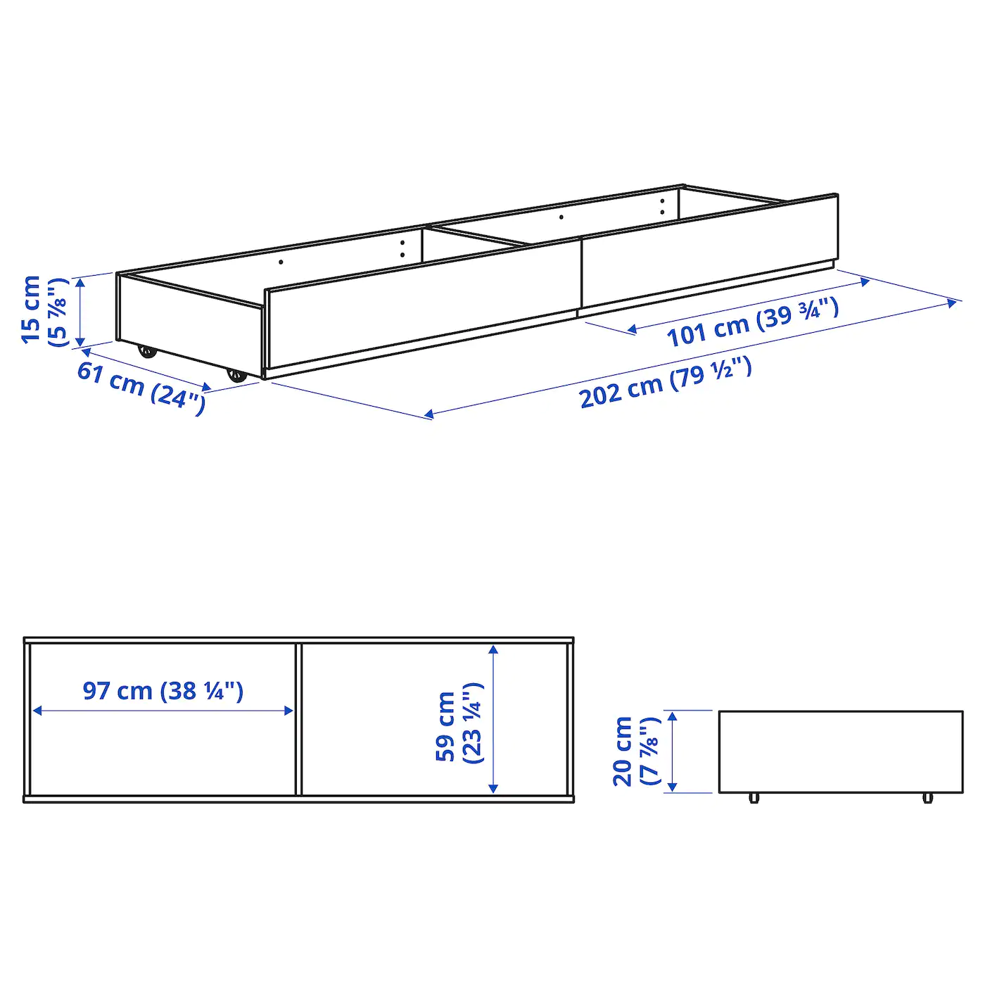 IKEA HAUGA Upholstered Bed Storage Box Vissle Gray Queen/King - Image 4