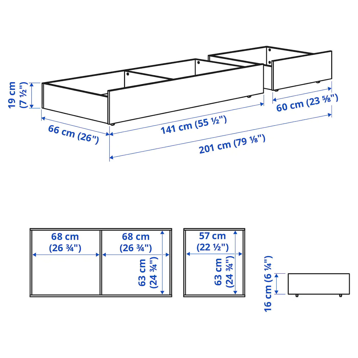 IKEA HEMNES Underbed Storage Box, Set Of 2 Blackbrown Queen/King - Image 3