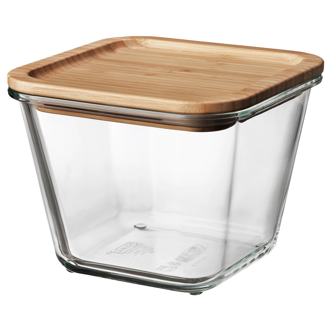 IKEA 365+ Food Container With Lid Square Glass/bamboo 41 Oz