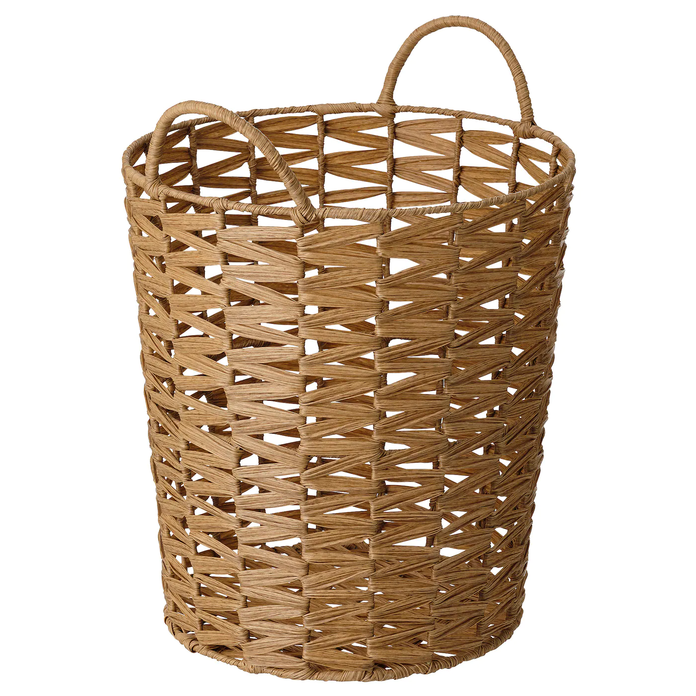 IKEA INSVEP Basket With Handles Plastic Rattan Brown 14 ½x15 ¾ "