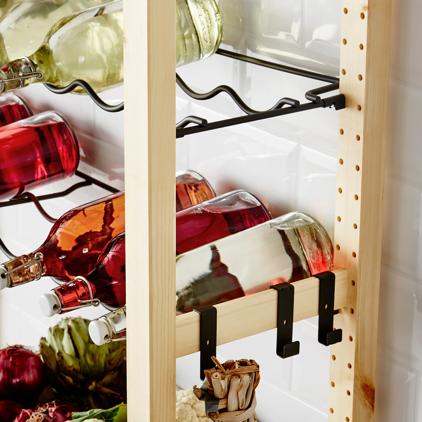 IKEA IVAR Shelving Unit With Bottle Racks Pine/gray 35x11 3/4x70 1/2 " - Image 4