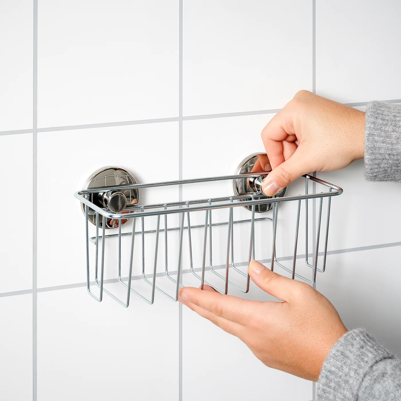 IKEA KROKFJORDEN Basket With Suction Cup Zinc Plated 9 ½x4 ¼ " - Image 5