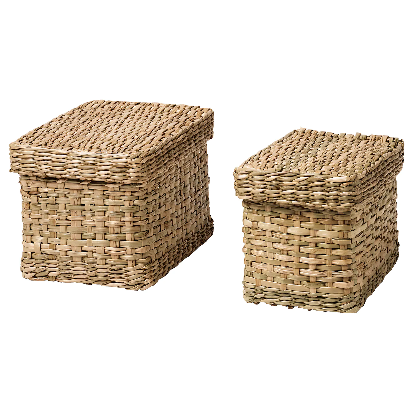 IKEA LURPASSA Box With Lid, Set Of 2 Seagrass