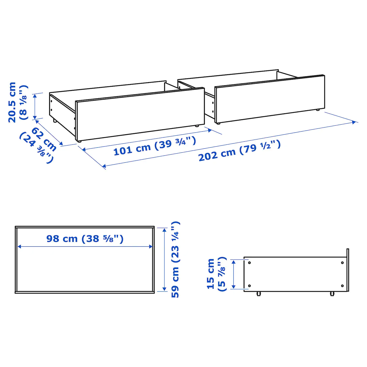 IKEA MALM Underbed Storage Box For High Bed Blackbrown Queen/King - Image 4