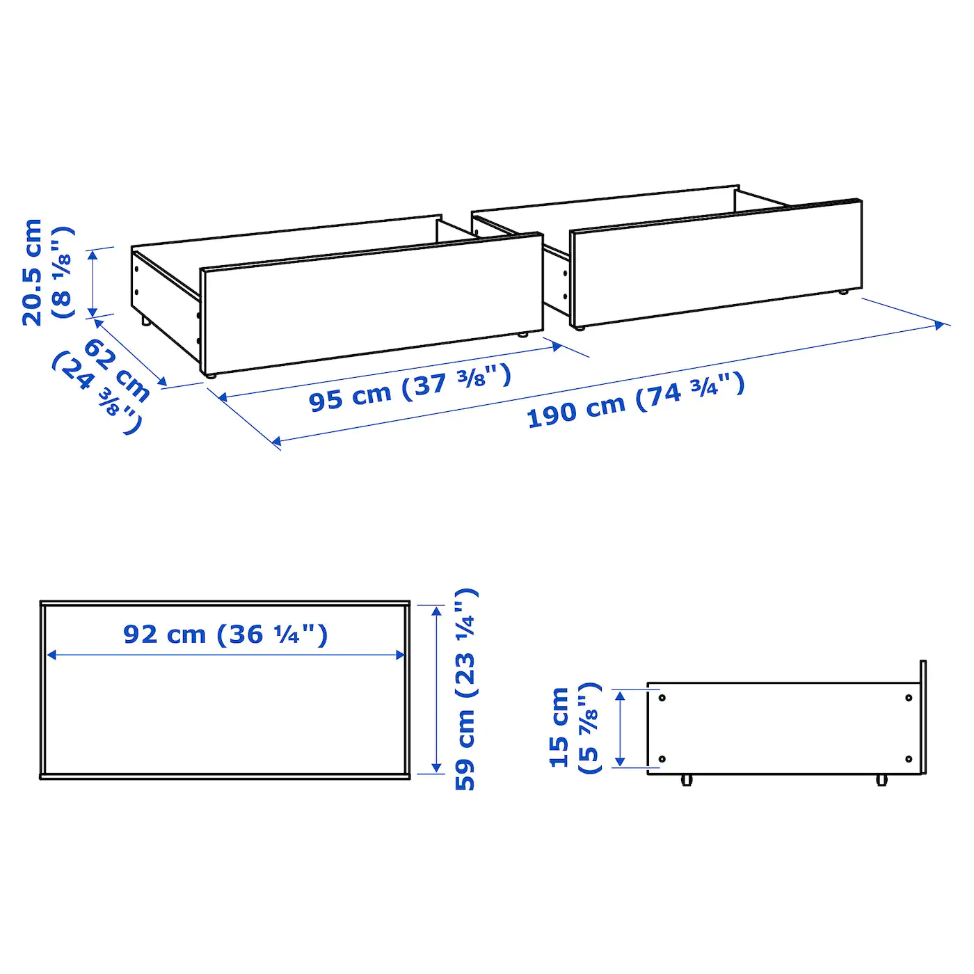 IKEA MALM Underbed Storage Box For High Bed White Stained Oak Veneer Full/Double/Twin/Single - Image 4