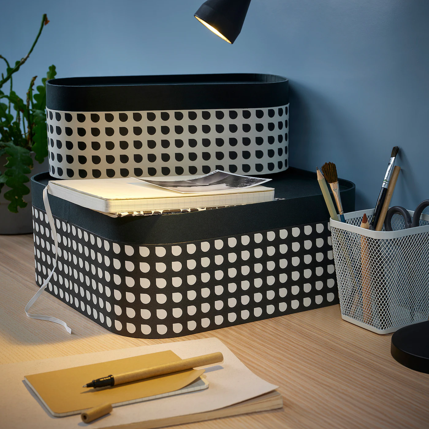 IKEA PLUGGLAND Storage Box With Lid, Set Of 2 Check Pattern/black White - Image 4