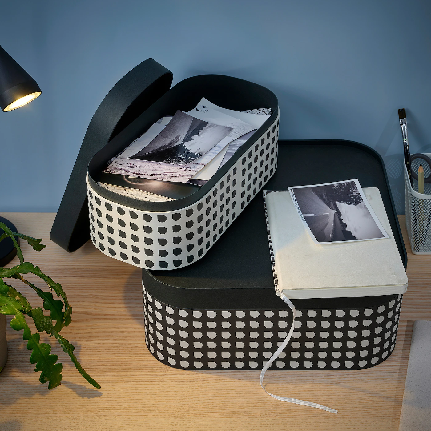 IKEA PLUGGLAND Storage Box With Lid, Set Of 2 Check Pattern/black White - Image 5