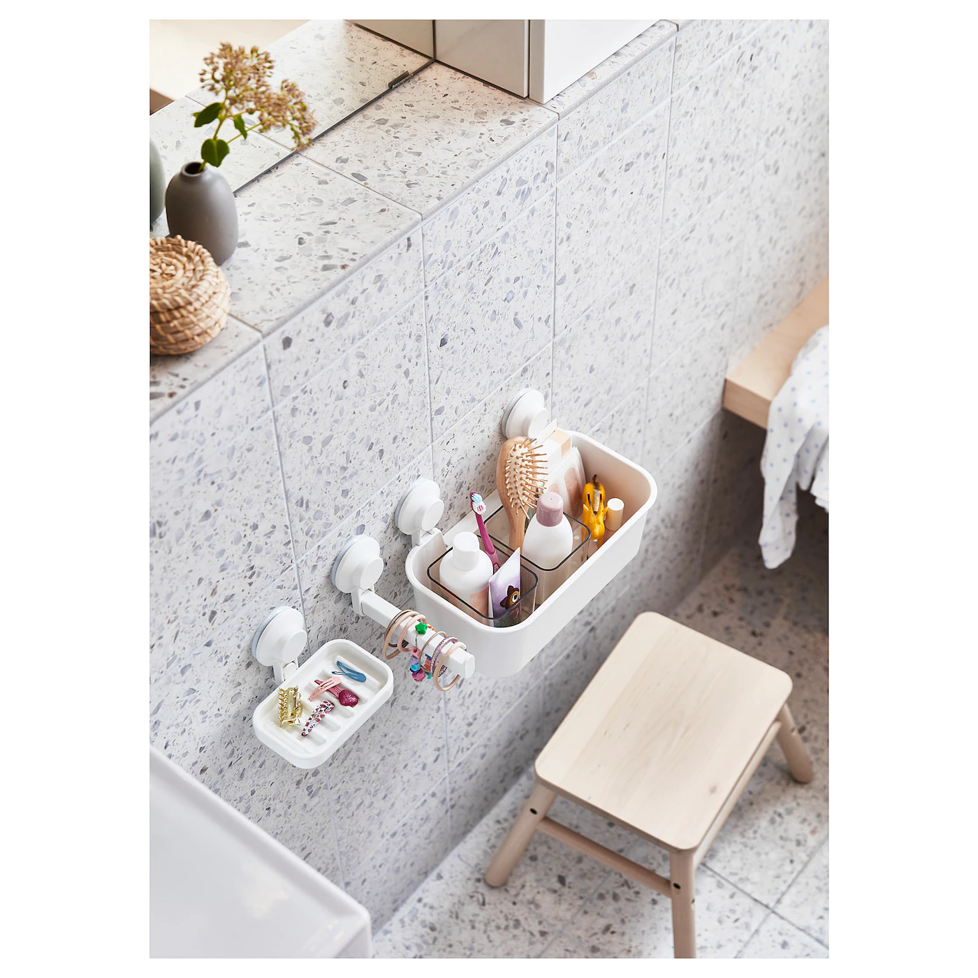 IKEA TISKEN Basket With Suction Cup White - Image 4