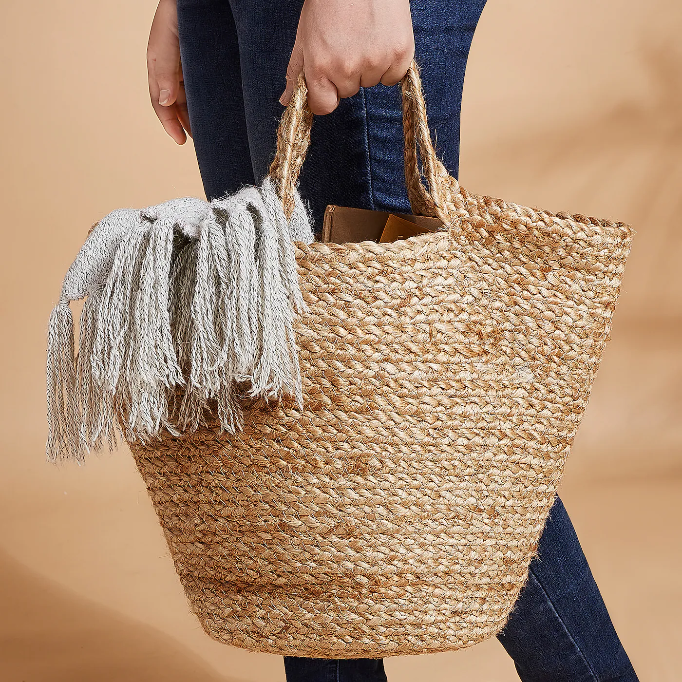 IKEA TOLKNING Hanging Basket Jute - Image 3